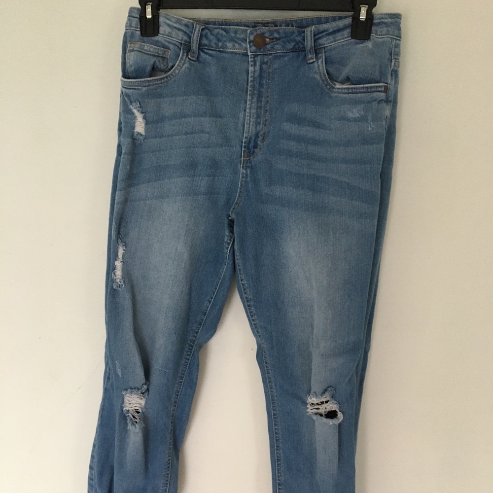 Distressed High Waisted Mom Jeans